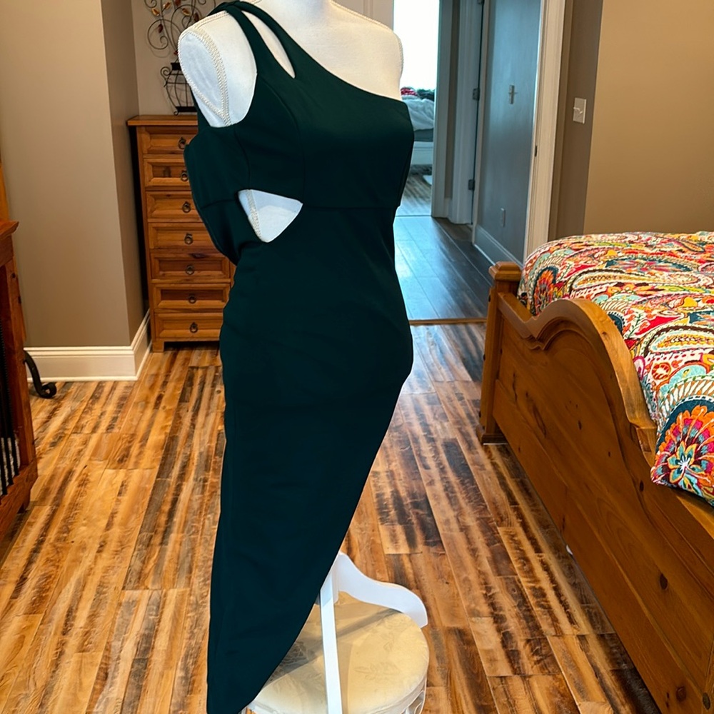Lulus dark green one shoulder maxi dress size XS - Picture 5 of 10